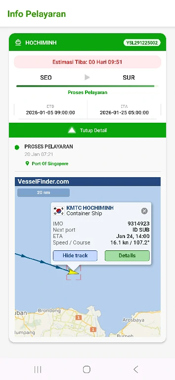 Fitur eCargo: Pelayaran