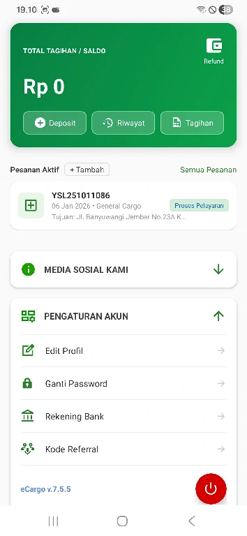 Fitur eCargo: Setting